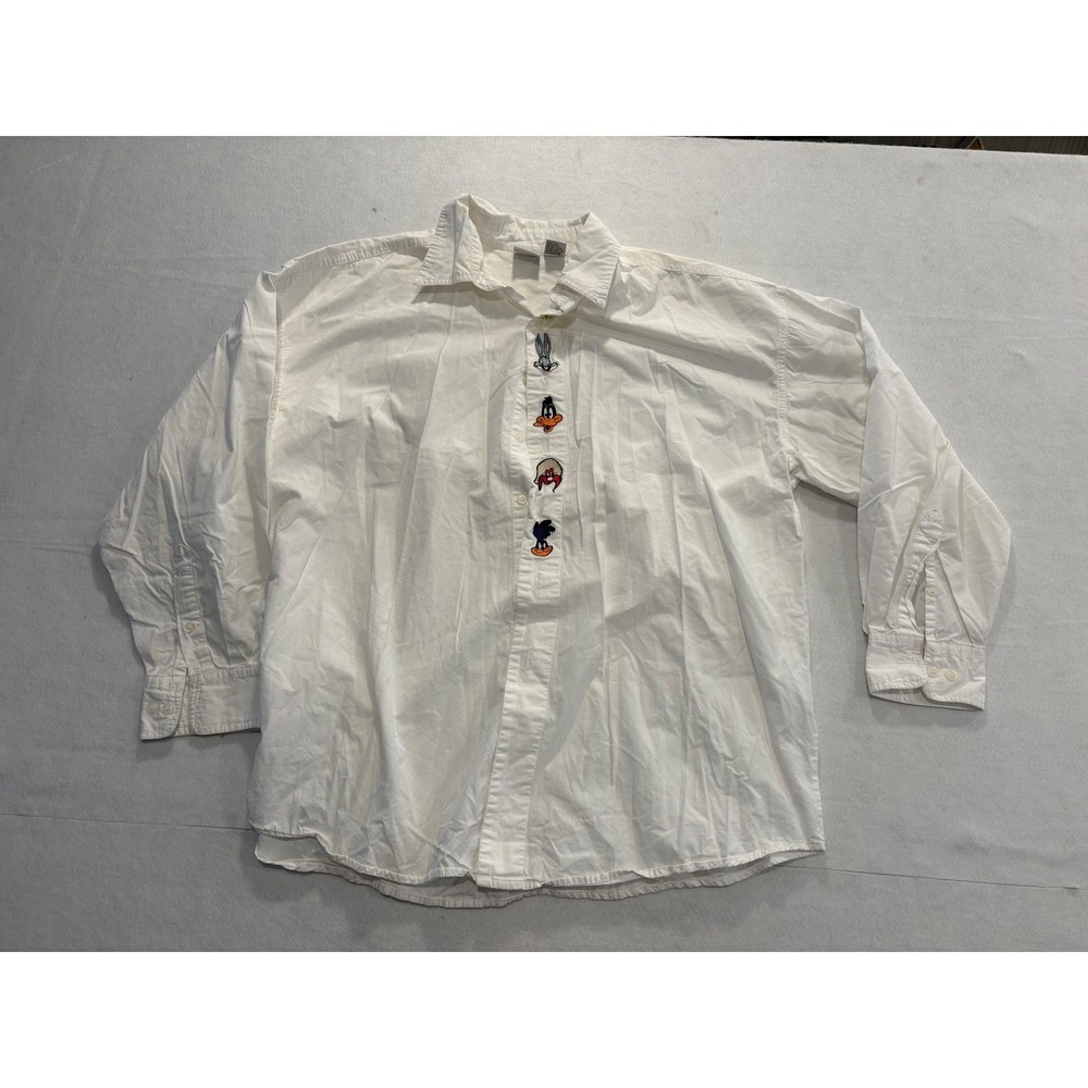 VTG ACME Clothing Co Men's XL White Long Sleeve Shirt Looney Tunes Characters